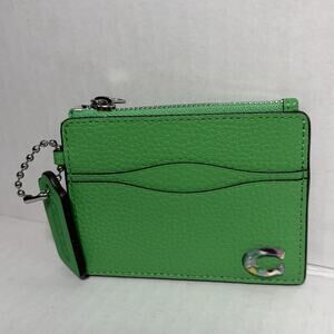 COACH CX167 COACHTOPIA WAVY ZIP CARD CASE W/ KEY RING Electric Kelp